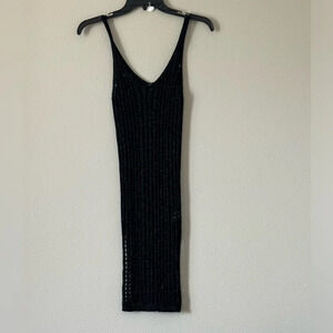 Via Veneto Italian Crochet Cotton Dress Black